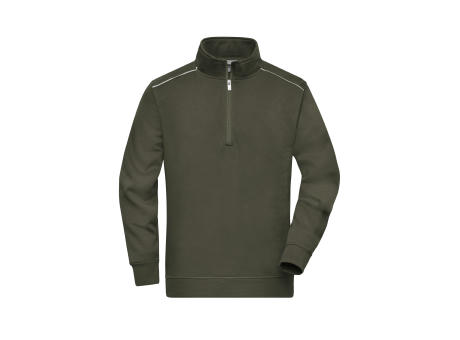 Workwear Half-Zip Sweat - SOLID --Sweatshirt mit Stehkragen, Reißverschluss und Kontrastpaspel