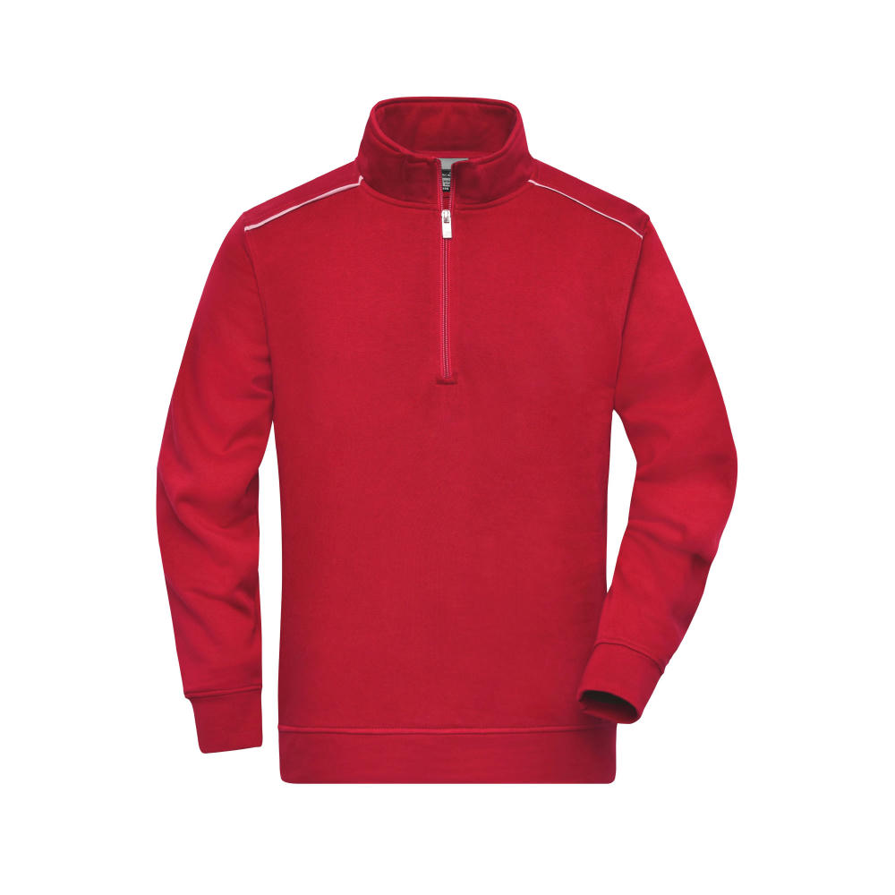 Workwear Half-Zip Sweat - SOLID - - Sweatshirt mit Stehkragen, Reißverschluss und Kontrastpaspel