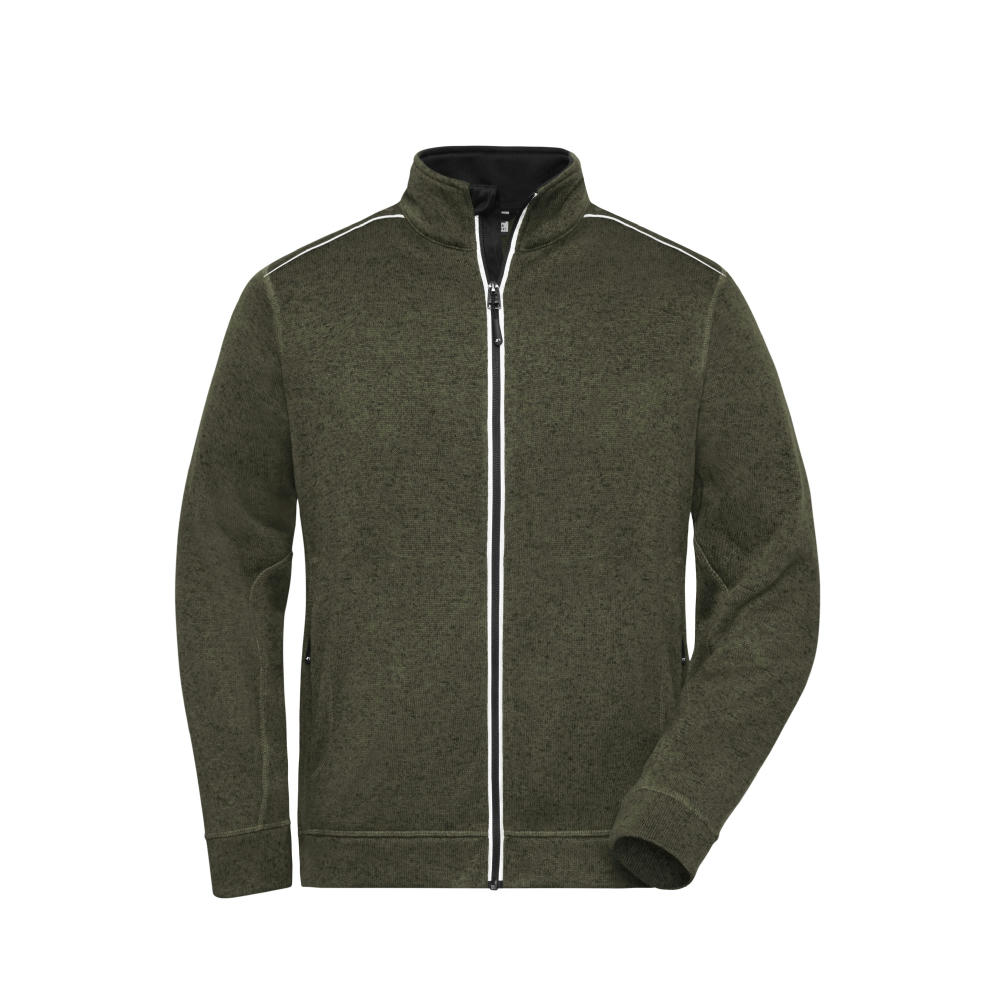 Men's Knitted Workwear Fleece Jacket - SOLID - - Pflegeleichte Strickfleece-Jacke