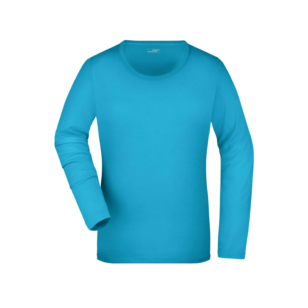 Ladies' Stretch Shirt Long-Sleeved-Langarm Shirt aus weichem Elastic-Single-Jersey