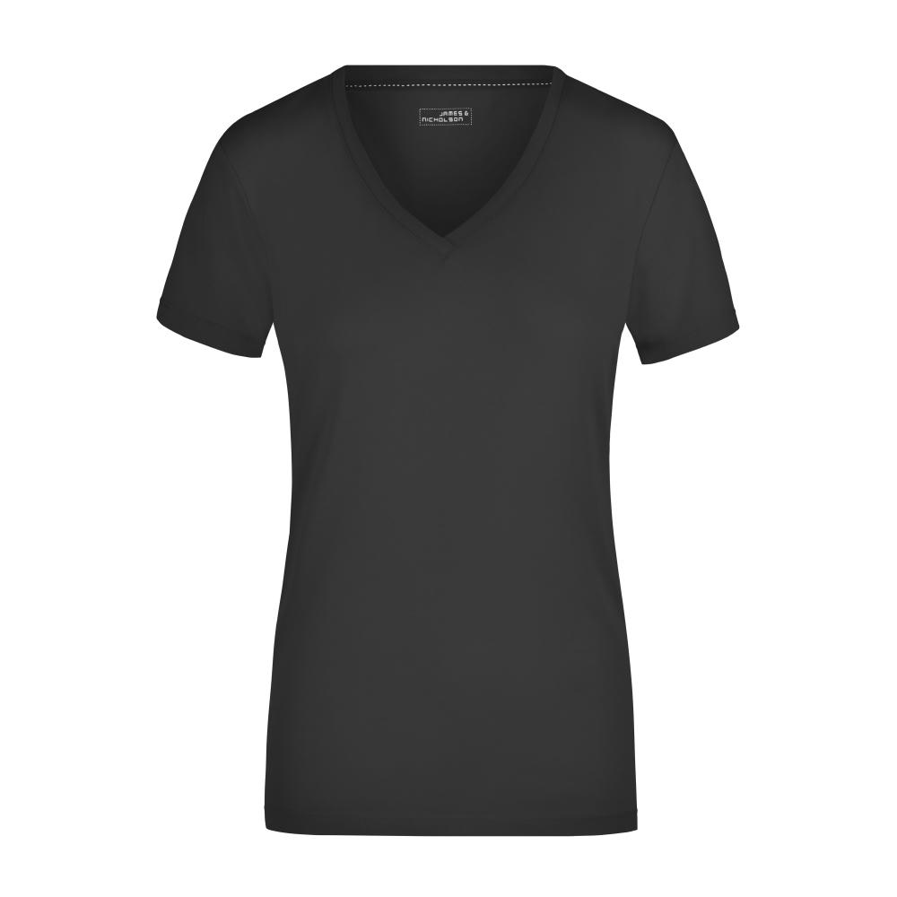 Ladies' Stretch V-T-T-Shirt aus weichem Elastic-Single-Jersey