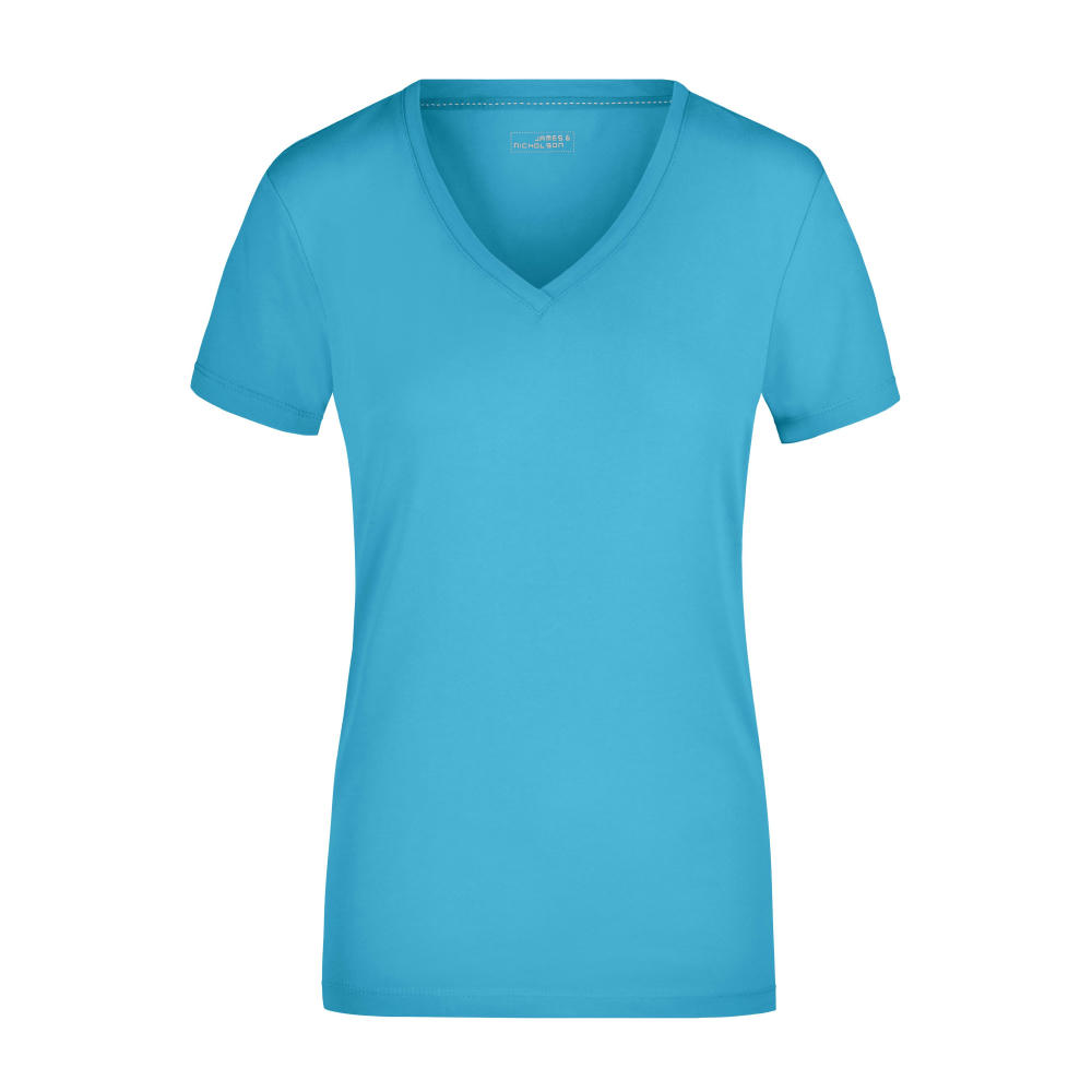 Ladies' Stretch V-T-T-Shirt aus weichem Elastic-Single-Jersey