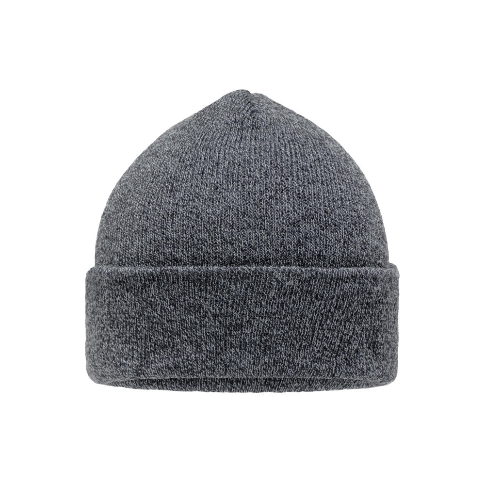 Melange Beanie-Melierte Strickmütze mit Umschlag