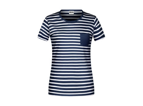 Ladies' T-Shirt Striped-T-Shirt in maritimem Look mit Brusttasche