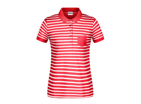 Ladies' Polo Striped-Polo in maritimem Look mit Brusttasche