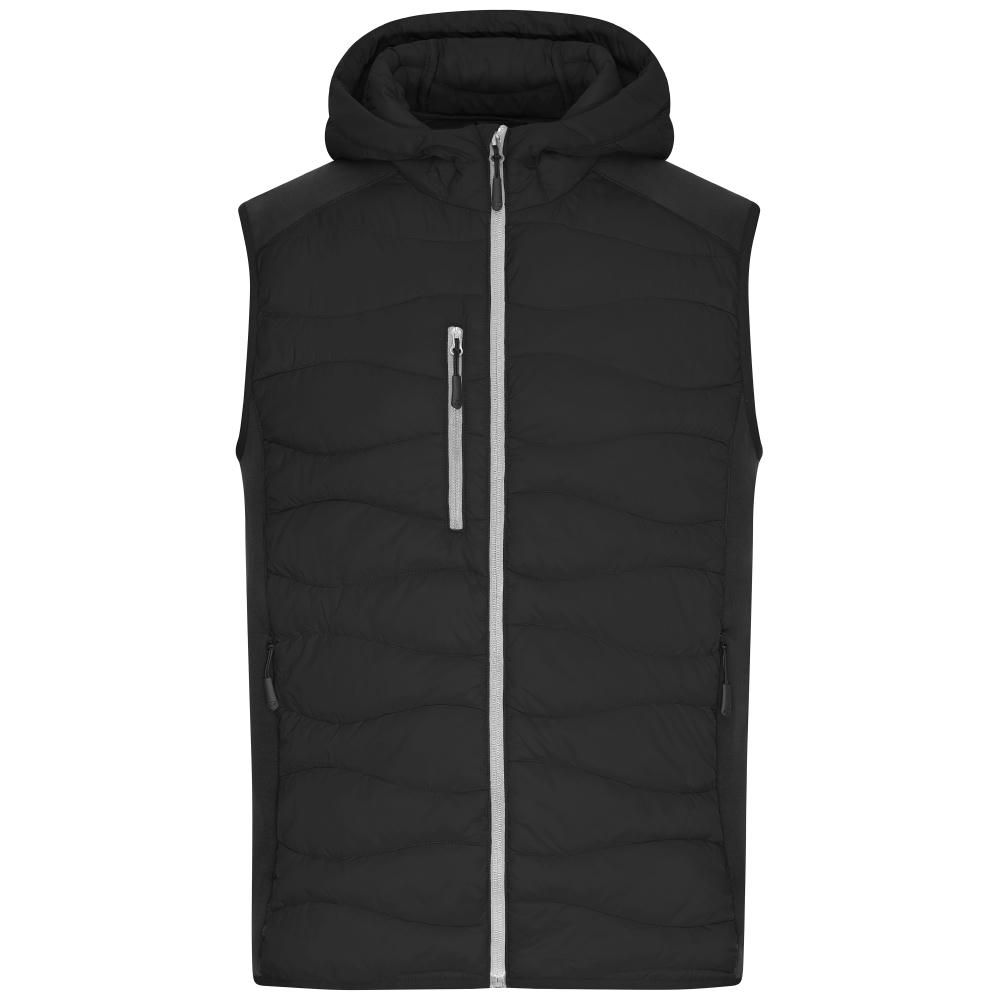 Men's Hybrid Vest-Sportliche Weste mit Kapuze im attraktiven Materialmix