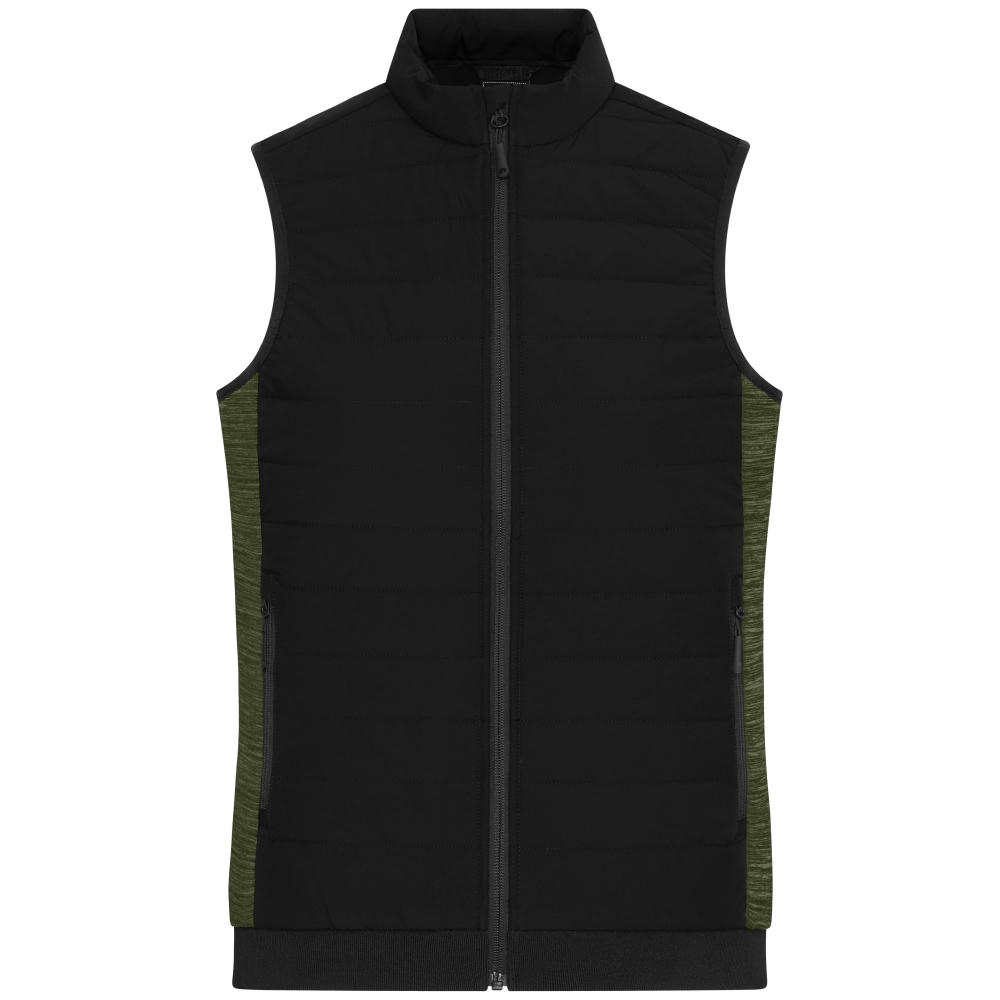 Ladies' Padded Hybrid Vest-Wattierte Weste mit Stehkragen im attraktiven Materialmix