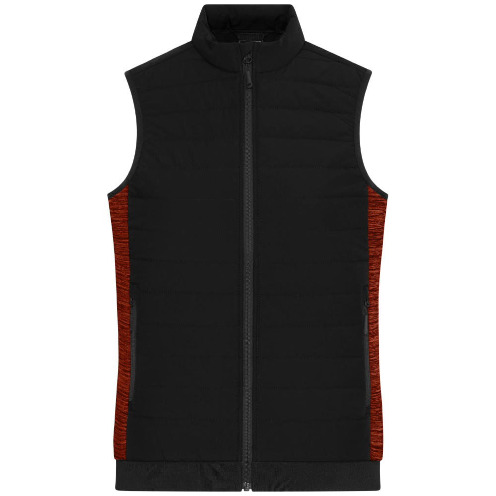 Ladies' Padded Hybrid Vest-Wattierte Weste mit Stehkragen im attraktiven Materialmix