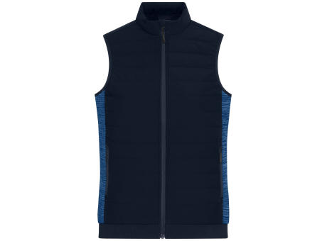 Ladies' Padded Hybrid Vest-Wattierte Weste mit Stehkragen im attraktiven Materialmix