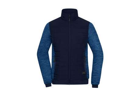 Ladies' Padded Hybrid Jacket-Wattierte Jacke mit Stehkragen im attraktiven Materialmix