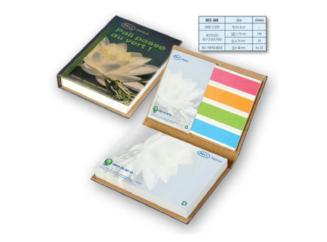 Hardcover-Booklet mit Haftnotizen recyced und Papier-Indexstreifen