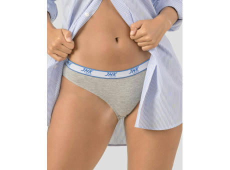 Bragas de mujer. Costura lateral. Cinturilla elástica con logo JHK.GM: 85%algodón 10%viscosa 5%elastano      Elastico: 53%nylon 20%poliester 27% elastano