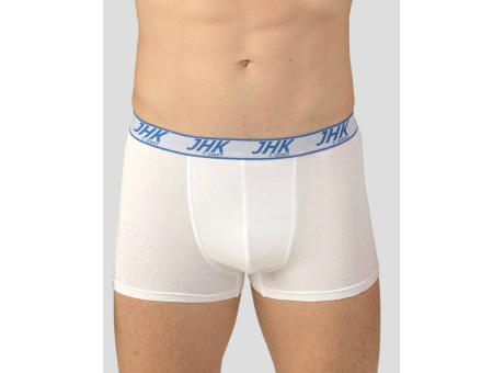 Boxer corto hombre . Costura lateral. Cinturilla elástica con logo JHK.GM: 85%algodón 10%viscosa 5%elastano      Elastico: 53%nylon 20%poliester 27% elastano
