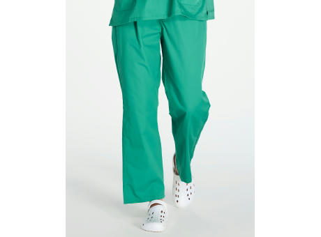 Pantalón servicios recto unisex.Elástico en la cintura con botón central y cierre de cremallera.Bolsillo en el lado derecho de la espalda.