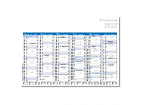 Tafelkalender im Format DIN A5, 21 x 14,8 cm, Kalendarium in blau/schwarz
