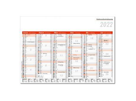 Tafelkalender im Format DIN A4, 29,7 x 21 cm, Kalendarium in rot/schwarz