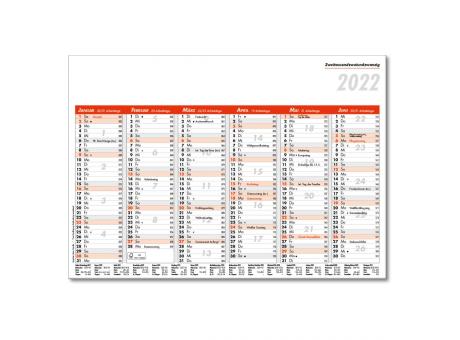 Tafelkalender im Format DIN A5, 21 x 14,8 cm, Kalendarium in rot/schwarz