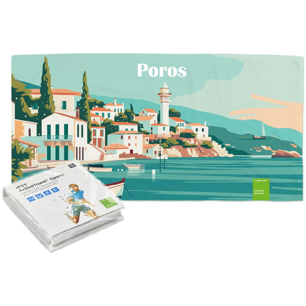 rPET ActiveTowel® Sports 80x40 cm im Polybeutel mit Klappkarte, All-Inklusive-Paket
