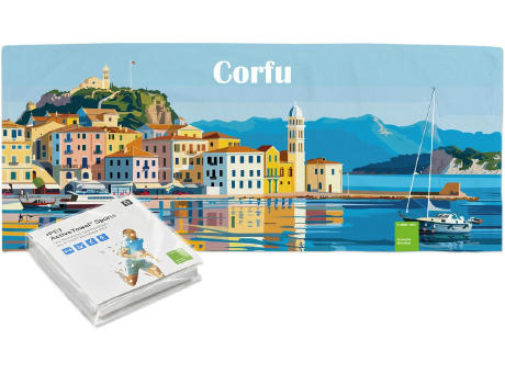 rPET ActiveTowel® Sports 100x40 cm im Polybeutel mit Klappkarte, All-Inklusive-Paket