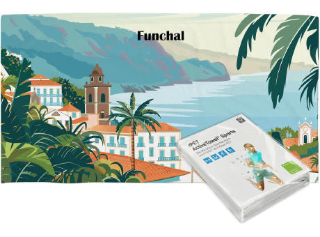 rPET ActiveTowel® Sports 130x70 cm im Polybeutel mit Klappkarte, All-Inklusive-Paket