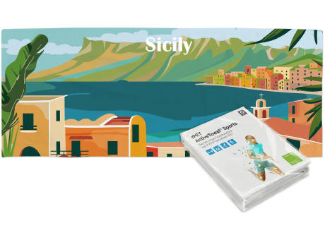 rPET ActiveTowel® Sports 180x70 cm im Polybeutel mit Klappkarte, All-Inklusive-Paket