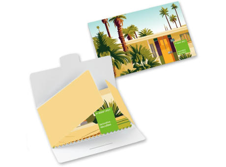 POLYCLEAN rPET Brillenputztuch 15x15 cm im Papieretui, All-Inclusive-Paket