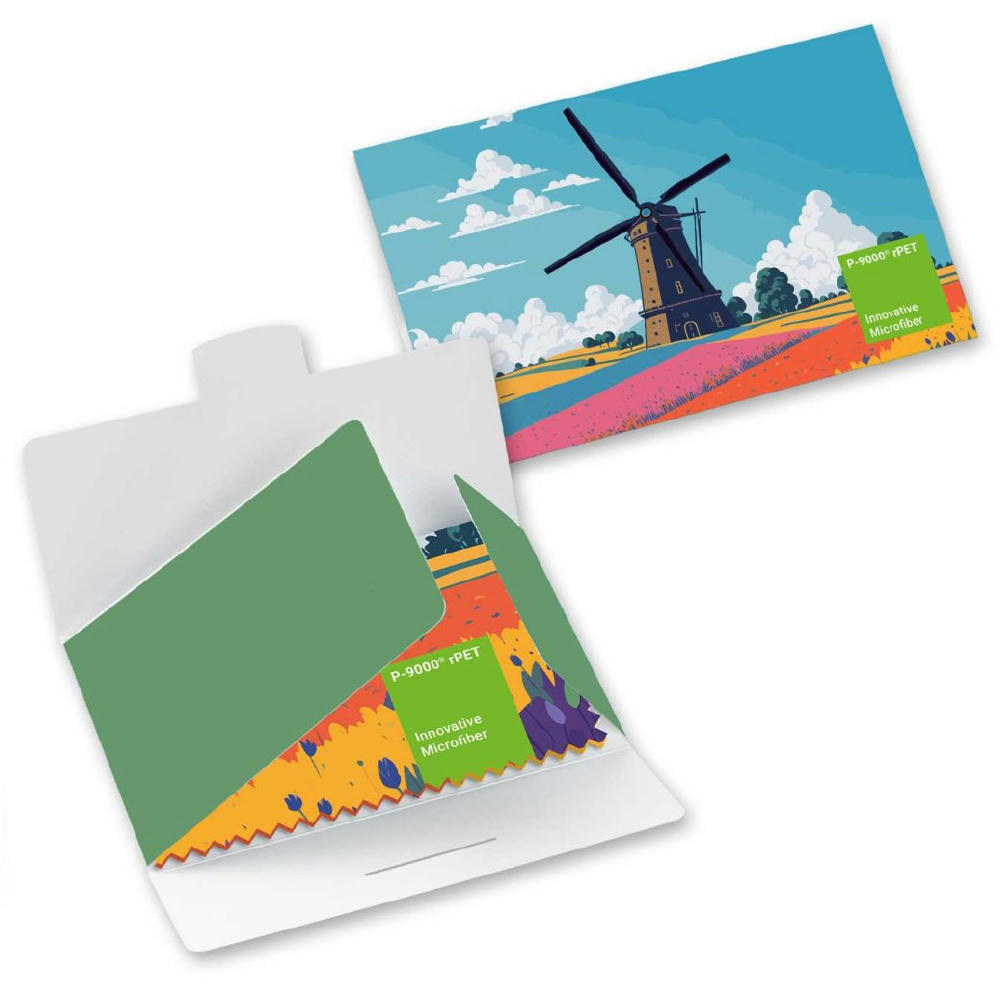 POLYCLEAN rPET Brillenputztuch 21x15 cm im Papieretui, All-Inclusive-Paket