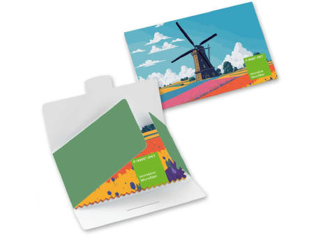 POLYCLEAN rPET Brillenputztuch 21x15 cm im Papieretui, All-Inclusive-Paket