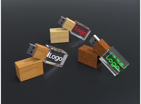 USB CRYSTAL 3D wood, (8GB) 