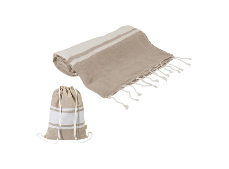 Strandtuch und Turnbeutel aus recycelter Baumwolle Tortuga