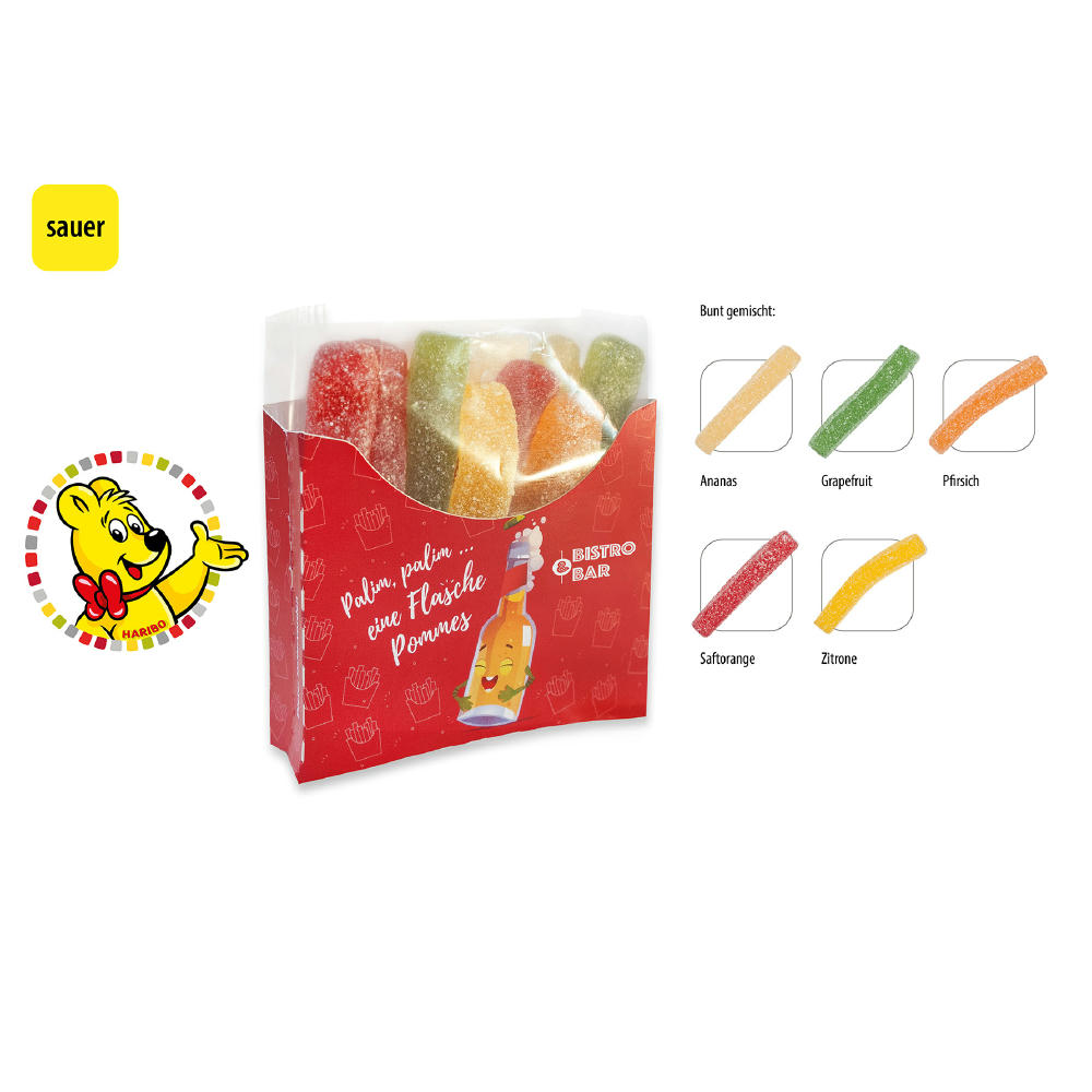 HARIBO Saure Pommes Tüte in Werbebox,   50 g, Inhalt: HARIBO Saure Pommes