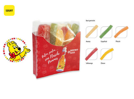 HARIBO Saure Pommes Tüte in Werbebox,   50 g, Inhalt: HARIBO Saure Pommes