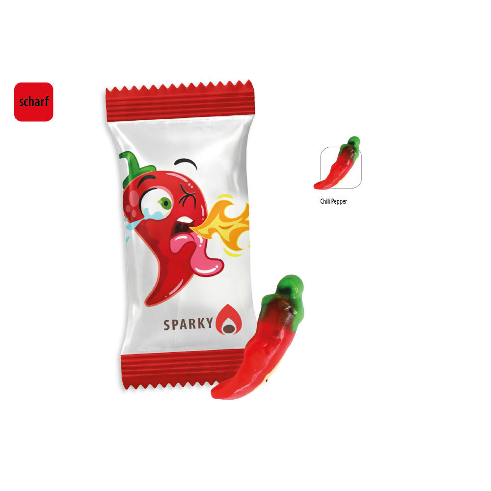 Chili Pepper Werbetüte,   1 Stück, Inhalt: Chili Pepper Fruchtgummi mit Schaumzuckerboden