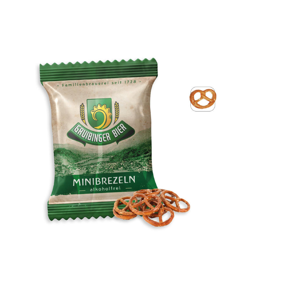 Mini Salzbrezeln Werbetüte,   10 g, Inhalt: Mini Salzbrezeln