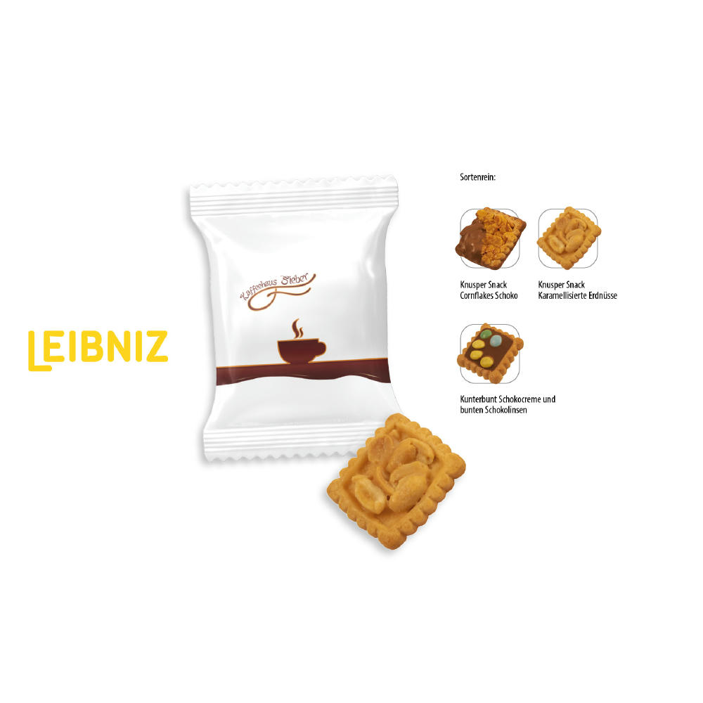 Leibniz Kekse Knusper Snack & Kunterbunt Flowpack,   1 Stück, Inhalt: Leibniz Knusper Snack mit karamellisierten Erdnüssen