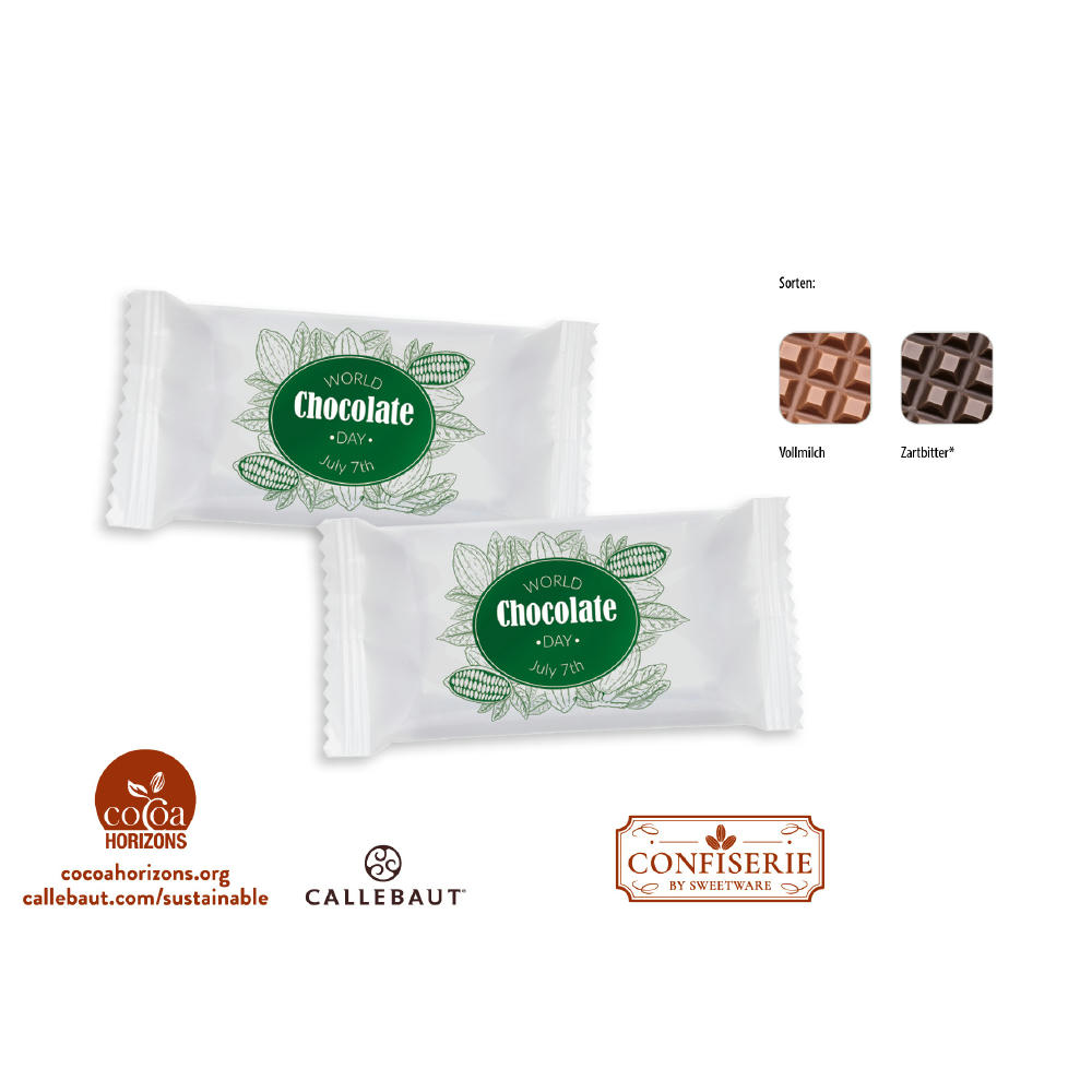 Schokolade 10 g Täfelchen,   1 Stück, Inhalt: Callebaut Vollmilch