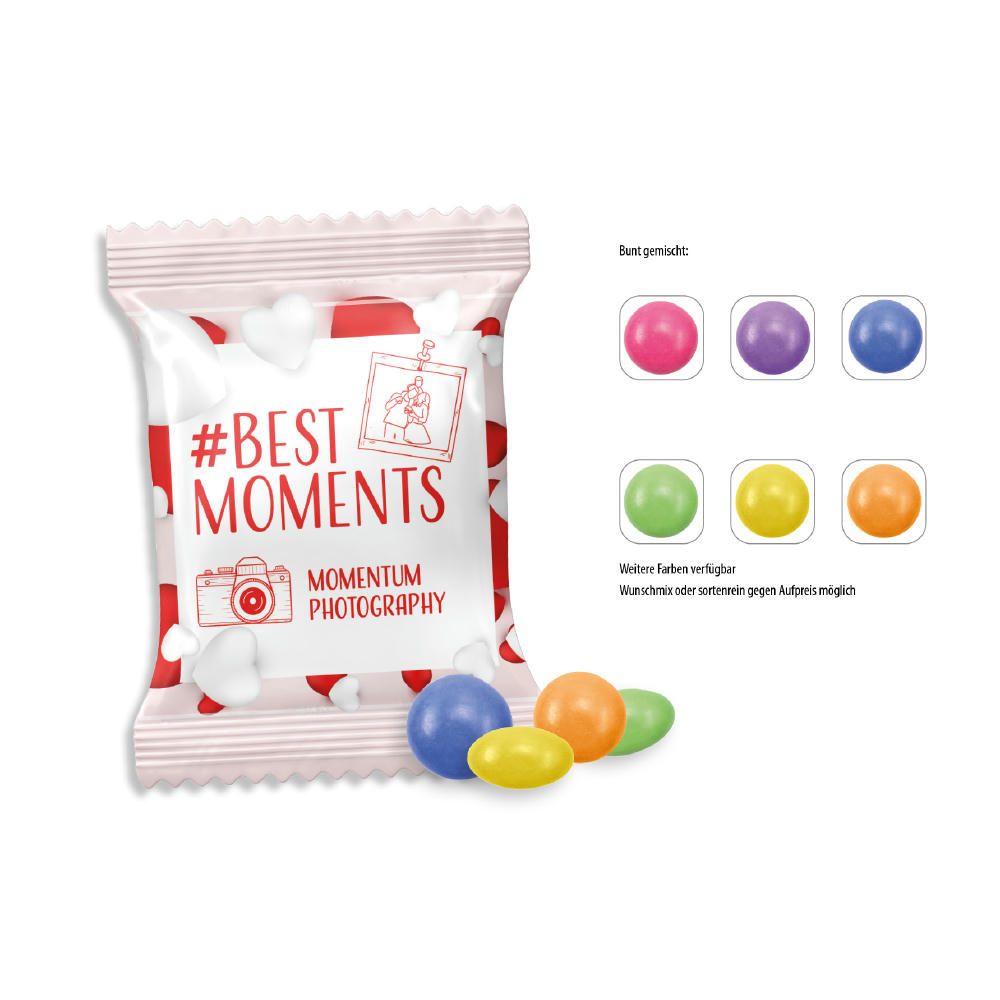 Mini-Schokolinsen Werbetüte,   10 g, Inhalt: Schokolinsen Mini