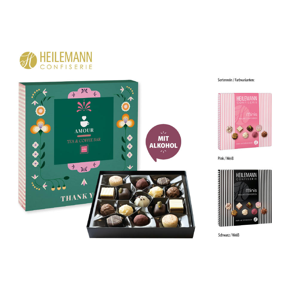 Heilemann Mini Pralinés im Schuber,   91 g, Inhalt: Heilemann Mini Pralinés