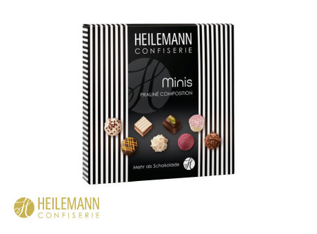 Heilemann Mini Pralinés im Schuber,   91 g, Inhalt: Heilemann Mini Pralinés