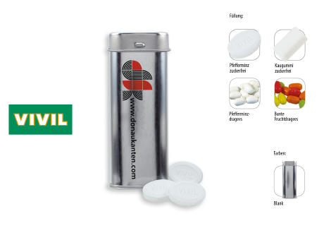 Pocket Box, blank 20 g, Inhalt: VIVIL Extra Strong, zuckerfrei (Dose)