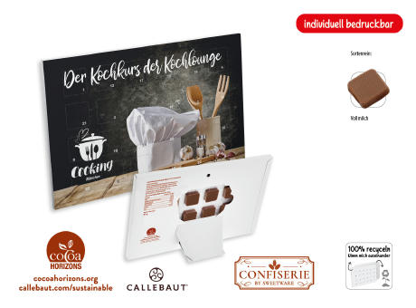 Countdown-Eventkalender Tischkalender,   24 Stück, Inhalt: Callebaut Vollmilch Schokolade Kalender