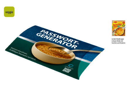 Buchstabensuppe in Kissenschachtel,  100 g, Inhalt: Maggi Buchstabensuppe