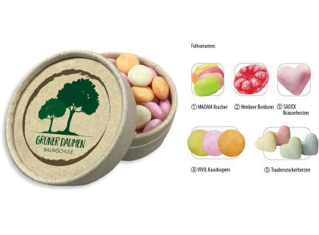 Runddose 89 Graspapier,   90 g, Inhalt: VIVIL Kaudragee bunt gemischt (Dose)