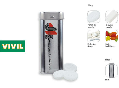 Pocket Box, blank 20 g, Inhalt: VIVIL Extra Strong, zuckerfrei (Dose)