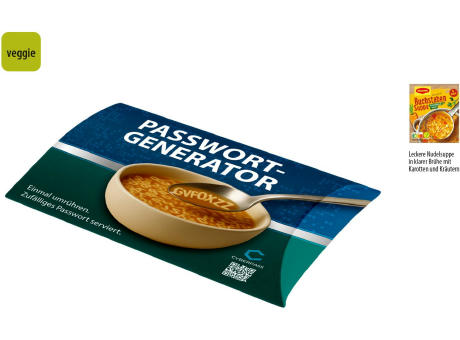 Buchstabensuppe in Kissenschachtel,   100 g, Inhalt: Maggi Buchstabensuppe