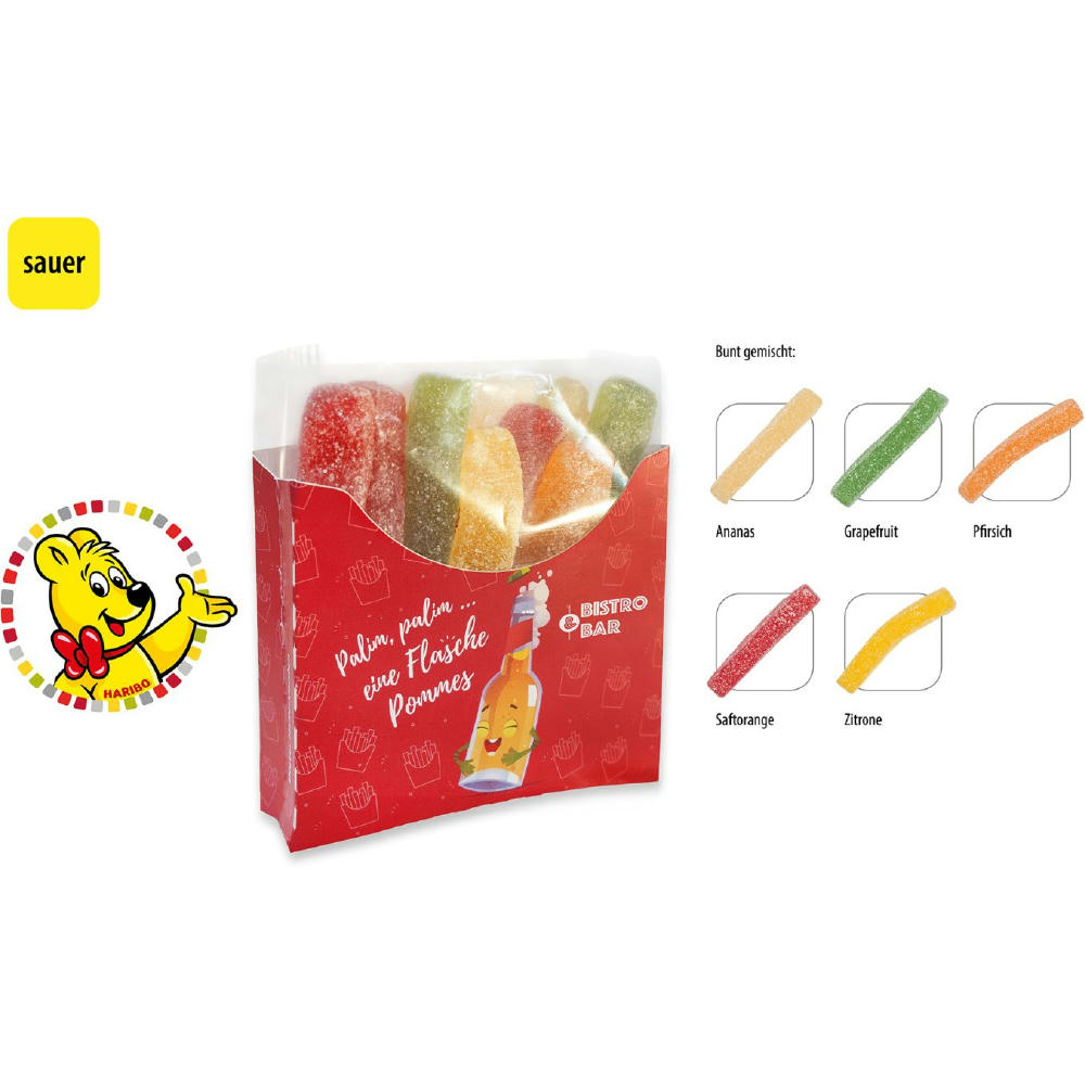HARIBO Saure Pommes Tüte in Werbebox,   50 g, Inhalt: HARIBO Saure Pommes