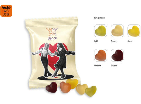 Mini Saft-Herzen Werbetüte,   10 g, Inhalt: Mini Saft-Herzen