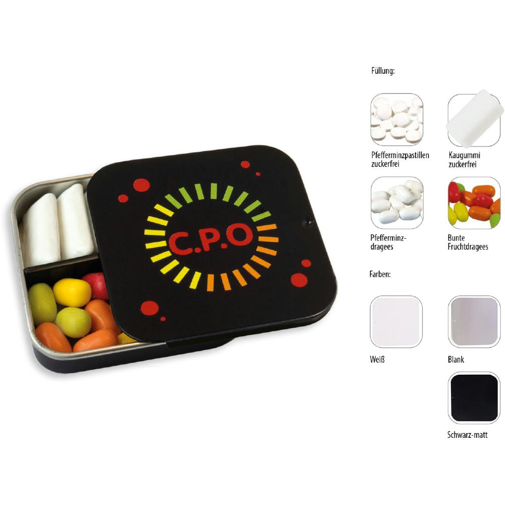 Twin Tin, blank individuell, Inhalt: Pfefferminz-Pastillen; zuckerfrei