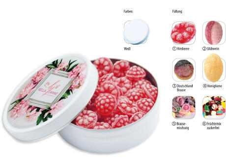 Runddose 99, weiß 120 g, Inhalt: Bonbon Brausemischung