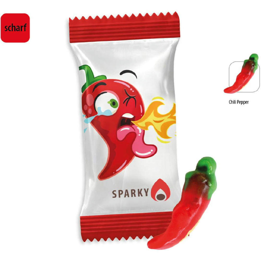 Chili Pepper Werbetüte,   1 Stück, Inhalt: Chili Pepper Fruchtgummi mit Schaumzuckerboden